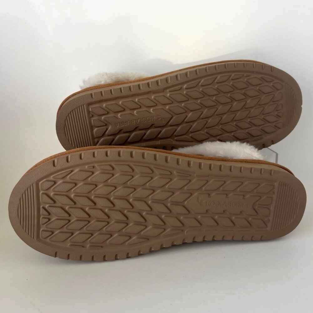 Koolaburra Chestnut Brown Suede Shearling Clog Booties - Picture 5 of 8